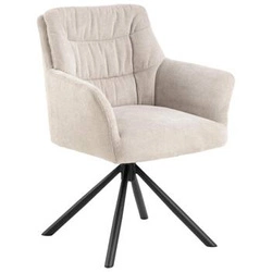 Krzesło tapicerowane Alonso beżowe obrotowe z podłokietnikami do salonu nowoczesne Actona