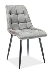 Krzesło tapicerowane Plaid Velvet Intesi szare welurowe do jadalni i salonu glamour