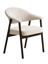 Krzesło Elk tapicerowane do jadalni piaskowe skandynawskie z podłokietnikami