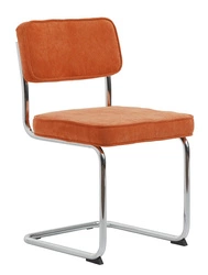 Krzesło tapicerowane sztruksowe Tepper pomarańczowe nowoczesne do jadalni i salonu