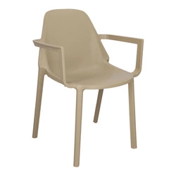 Krzesło ogrodowe z podłokietnikami PIU Arm beżowe SCAB Design, nowoczesne sztaplowane tworzywo