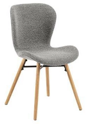Krzesło tapicerowane Batilda szare do jadalni nowoczesne z drewnianymi nogami Actona