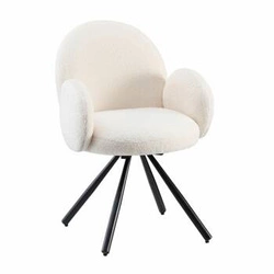 Krzesło tapicerowane Paulette kremowe bouclé z podłokietnikami do jadalni nowoczesne Intesi