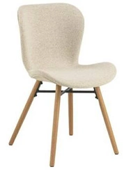 Krzesło Batilda tapicerowane kremowe do jadalni i salonu skandynawskie dębowe Actona