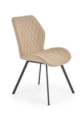 Krzesło tapicerowane Vermont beżowe do jadalni i salonu nowoczesne z czarnymi nogami Intesi