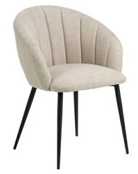 Krzesło tapicerowane Daniella beżowe Actona do jadalni z podłokietnikami na czarnych nogach