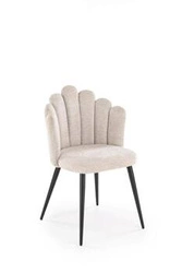 Krzesło tapicerowane Mindi beżowe do jadalni i salonu nowoczesne na czarnych nogach Intesi