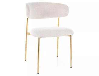 Krzesło Pasco Slim beżowe Intesi do jadalni nowoczesne na złotych nogach