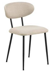 Krzesło do jadalni Denise Actona tapicerowane beżowe skandynawskie na czarnych nogach