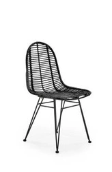 Krzesło rattanowe Oregon czarne do jadalni i kuchni nowoczesne na metalowych nogach Intesi