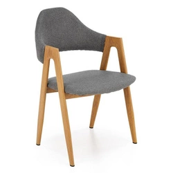 Krzesło Island tapicerowane szare z podłokietnikami do jadalni nowoczesne skandynawskie