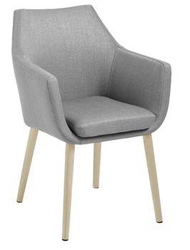 Krzesło tapicerowane Nora Actona do jadalni szare z podłokietnikami na dębowych nogach
