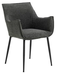 Krzesło tapicerowane Bonita szare z podłokietnikami do jadalni nowoczesne Actona