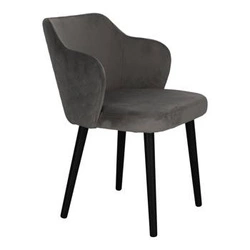 Krzesło tapicerowane Bergen do jadalni szare z podłokietnikami nowoczesne skandynawskie Intesi
