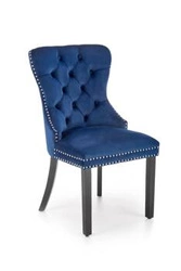 Krzesło do jadalni Charlotte Intesi tapicerowane welur granatowe z drewnianymi nogami glamour