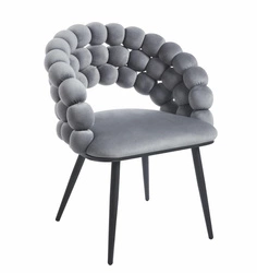 Krzesło do jadalni Bulle VIC szare welurowe tapicerowane z podłokietnikami Intesi nowoczesne