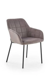 Krzesło do jadalni Minnesota tapicerowane welurowe szare z podłokietnikami Intesi