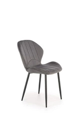 Krzesło do jadalni Griviza Intesi tapicerowane welur szare nowoczesne na czarnych nogach