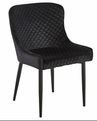 Krzesło do jadalni Luna Intesi welurowe czarne nowoczesne z oparciem na metalowych nogach
