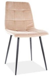 Krzesło tapicerowane welurowe Mello Intesi beżowe z czarnymi nogami do jadalni i salonu