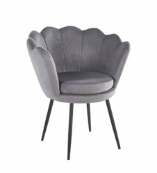 Krzesło do jadalni Fiona Intesi szare tapicerowane welur z podłokietnikami nowoczesne