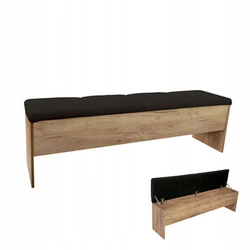 Intesi ławka tapicerowana ze schowkiem 164 cm dąb/czarny do przedpokoju