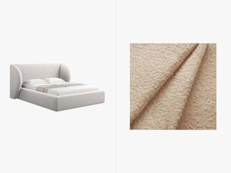 Łóżko do sypialni Miley beżowe nowoczesne z pojemnikiem 200x200 boucle glamour