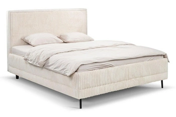 Łóżko tapicerowane Foggy 140x200 beżowe z pojemnikiem skandynawskie do sypialni