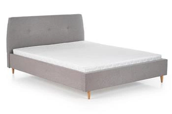 Łóżko tapicerowane Dori 160x200 szare do sypialni nowoczesne z oparciem Intesi