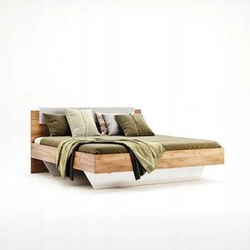 Łóżko do sypialni Tissa 180x200 nowoczesne z zagłówkiem dąb craft biały skandynawskie