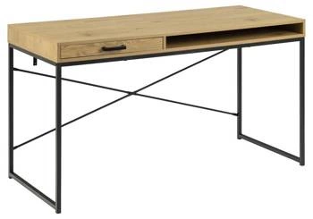 Biurko nowoczesne z szufladą Seaford 140 cm brązowe industrialne do pracy i nauki Actona