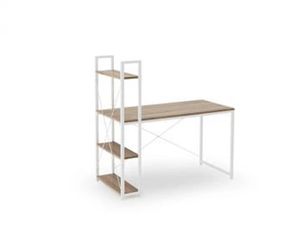 Biurko z nadstawką Nare białe dąb sonoma nowoczesne do pracy i nauki 120 cm Intesi