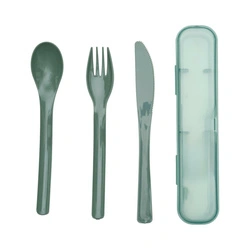 Intesi zielony zestaw sztućców podróżnych w etui do lunchboxa i na piknik