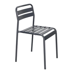 Krzesło ogrodowe metalowe Terra antracytowe Intesi loftowe sztaplowane na balkon i taras