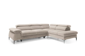 Narożnik z funkcją spania do salonu Silvo L prawy beżowy skandynawski z pojemnikiem