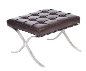 Podnóżek skórzany BA1 Premium inspirowany Barcelona do fotela do salonu brązowy nowoczesny