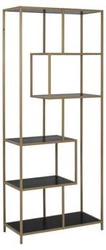 Regał metalowy Seaford II złoty czarny industrialny na książki do salonu Actona 77 cm
