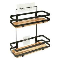 Półka łazienkowa Blackacia czarna z drewna akacjowego samoprzylepna pod prysznic 5five simply smart