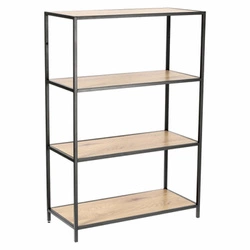 Regał do salonu Seaford I nowoczesny loftowy na książki 4 półki dąb i czarny metal Intesi