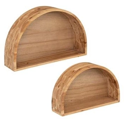 Zestaw 2 półek drewnianych Maude naturalny półka ścienna loftowa do salonu i pokoju