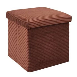 Pufa Intesi Vels Scott składana ze schowkiem sztruksowa terracotta do salonu 38x38 cm