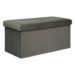 Pufa ze schowkiem Lilou XL welurowa składana szara prostokątna do salonu Atmosphera 76x38 cm