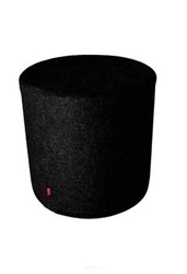 Pufa Fleece Intesi okrągła czarna nowoczesna do salonu i sypialni z miękkiego filcu 40 cm
