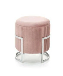 Pufa Darbi welurowa okrągła ze schowkiem jasnoróżowa do salonu i sypialni 46 cm