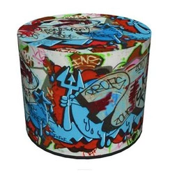 Pufa okrągła Proof Intesi multikolor nowoczesna tapicerowana do salonu i sypialni 40 cm