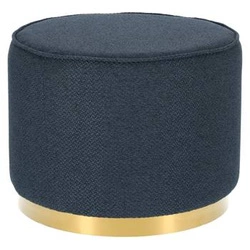 Pufa Kung XL okrągła granatowa glamour do salonu na złotej podstawie Intesi 60x47 cm