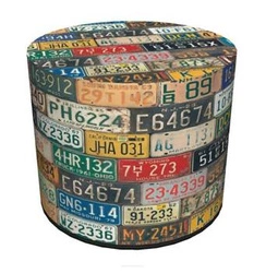 Pufa okrągła Plate Intesi multikolor nowoczesna tapicerowana do salonu lub sypialni 40 cm