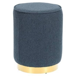 Pufa Kung L okrągła granatowa welurowa glamour do salonu i przedpokoju Intesi 35x42,5 cm