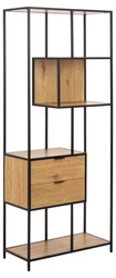 Regał na książki Seaford II loftowy z szufladami dąb czarny 77 cm