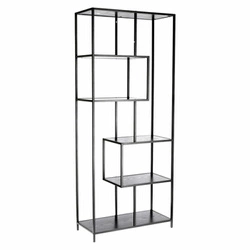 Regał na książki do salonu Seaford II czarny nowoczesny metalowy wysoki 77 cm Intesi